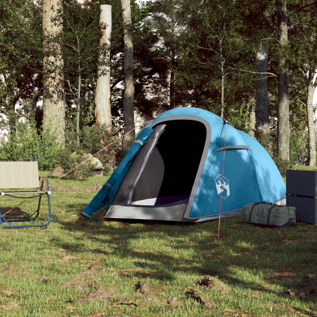 vidaXL Camping Tent Tunnel 2-Person Blue Waterproof