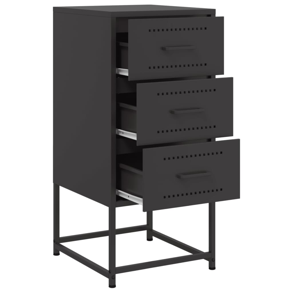 vidaXL Bedside Cabinets 2 pcs Black 36x39x78 cm Steel