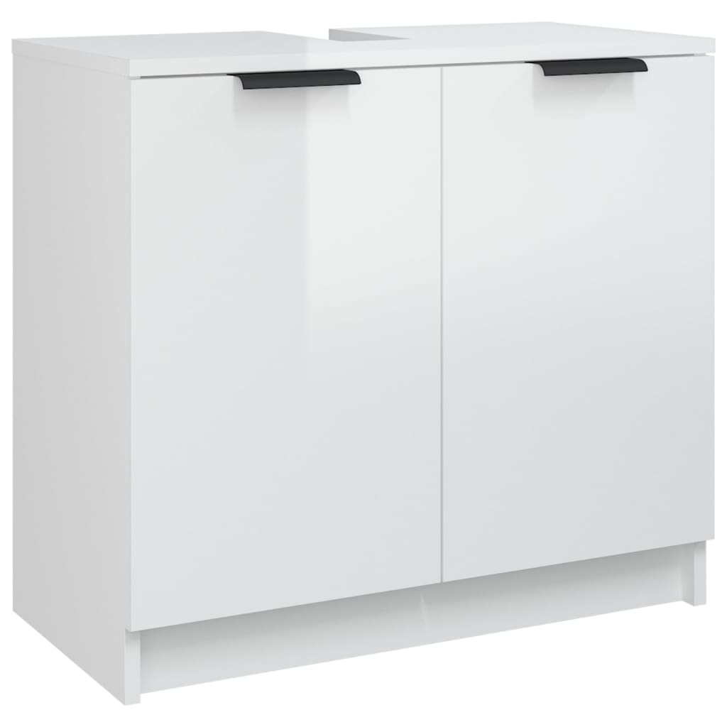 vidaXL Bathroom Cabinet High Gloss White 64.5x33.5x59cm Engineered Wood