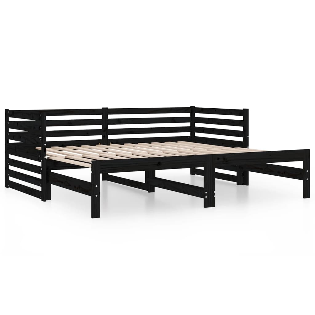 vidaXL Pull-out Day Bed without Mattress Black 2x(90x190) cm