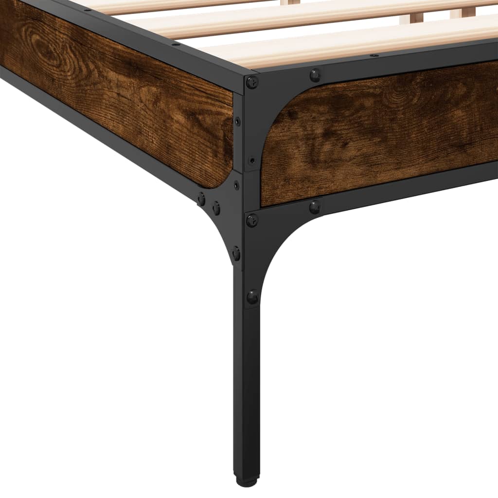 vidaXL Bed Frame without Mattress Smoked Oak 200x200 cm