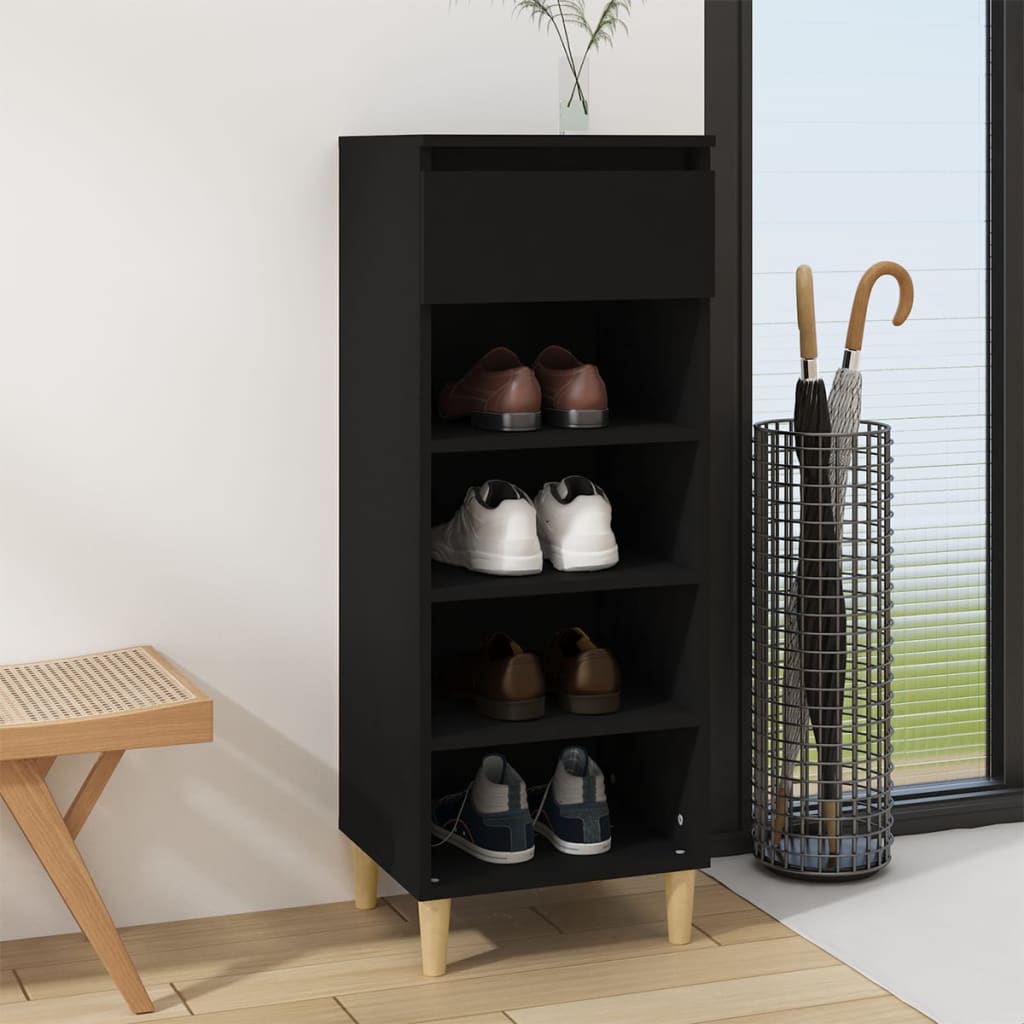 vidaXL Shoe Cabinet Black 40x36x105 cm Engineered Wood