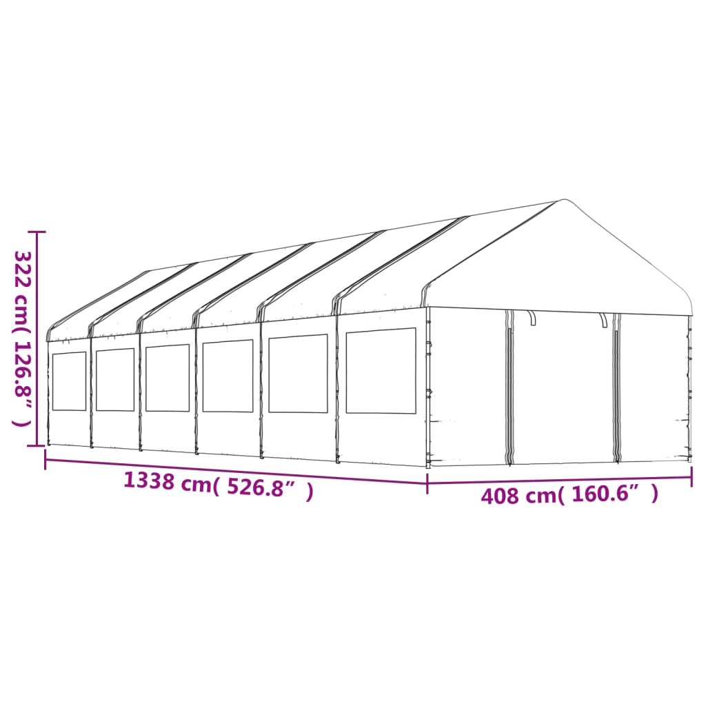 vidaXL Gazebo with Roof White 13.38x4.08x3.22 m Polyethylene