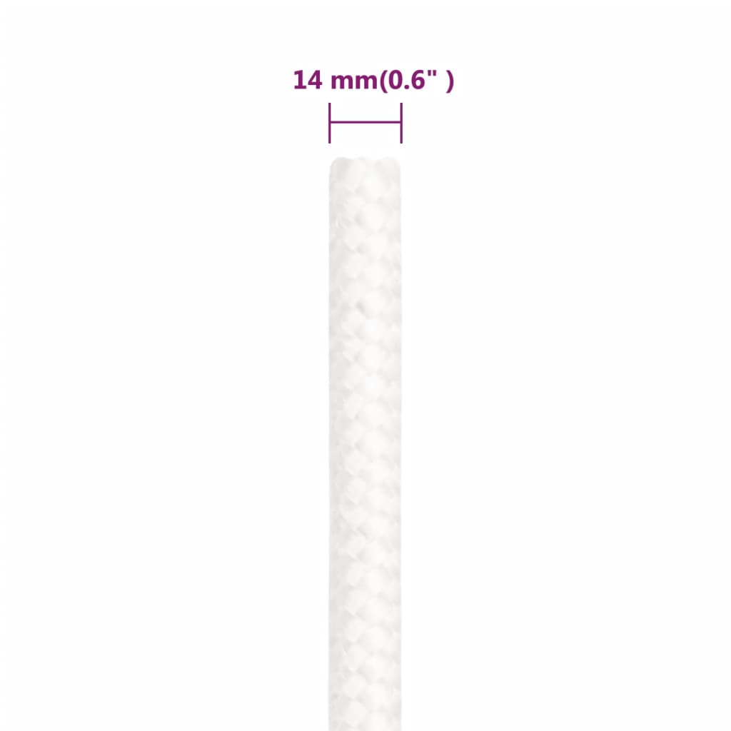 vidaXL Boat Rope Full White 14 mm 250 m Polypropylene