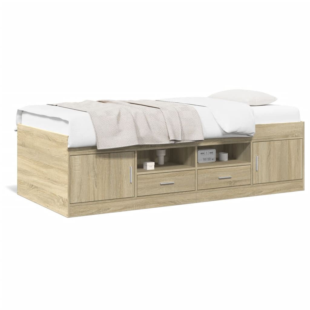 vidaXL Daybed with Drawers without Mattress Sonoma Oak 75x190 cm Small Single