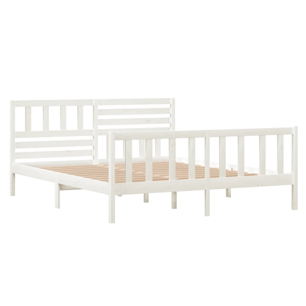 vidaXL Bed Frame without Mattress White Solid Wood 140x190 cm (810063+814145)