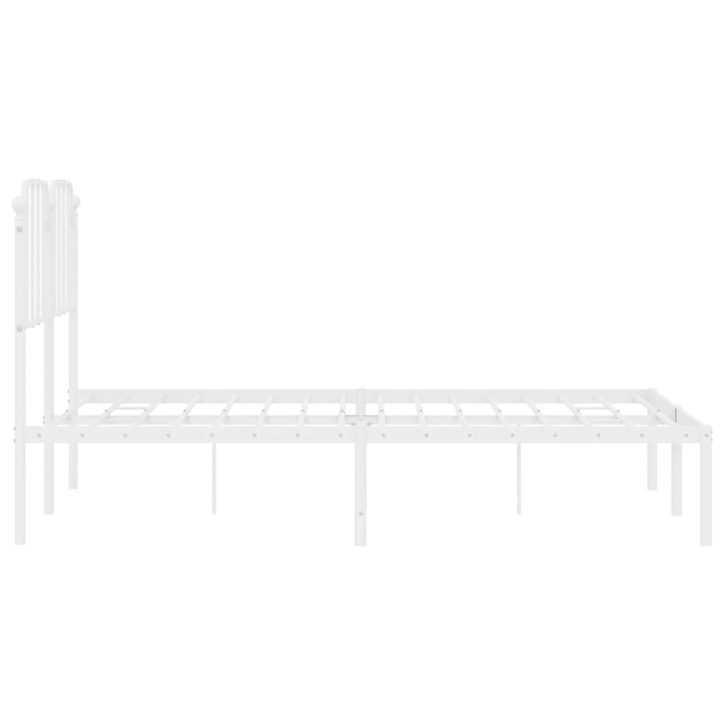 vidaXL Metal Bed Frame without Mattress with Headboard White 140x200 cm