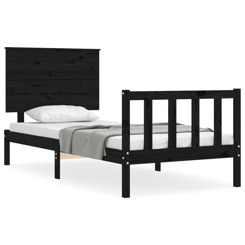 vidaXL Bed Frame without Mattress Black 100x200 cm Solid Wood Pine