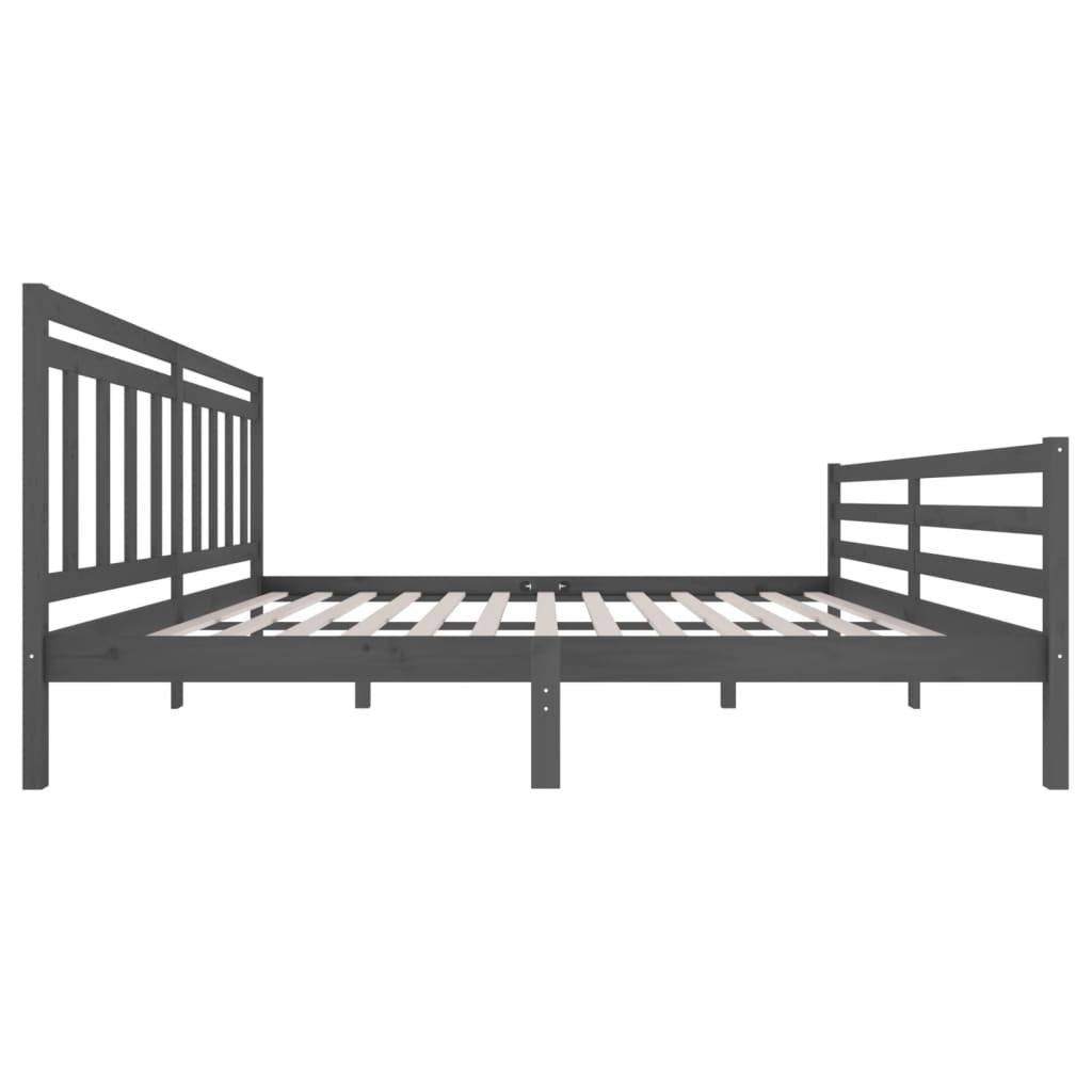 vidaXL Bed Frame without Mattress Grey Solid Wood 200x200 cm (810452+814116)