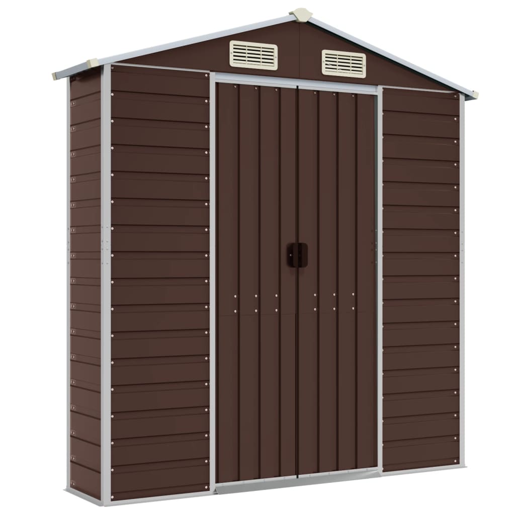 vidaXL Garden Shed Brown 191x895x198 cm Galvanised Steel