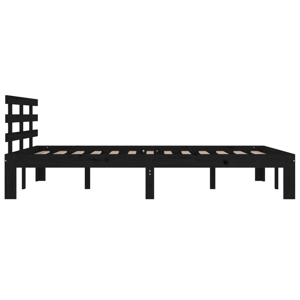 vidaXL Bed Frame without Mattress Black Solid Wood 200x200 cm