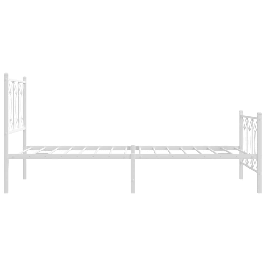 vidaXL Metal Bed Frame without Mattress with Footboard White 100x200 cm