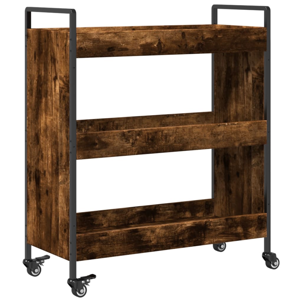 vidaXL Kitchen Trolley Smoked Oak 70x30x82 cm Engineered Wood