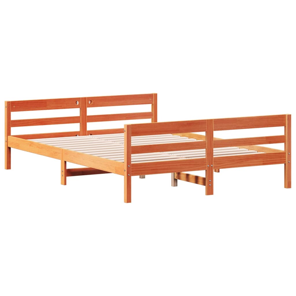 vidaXL Bed Frame without Mattress Wax Brown 140x200 cm Solid Wood Pine