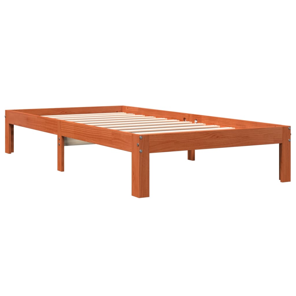 vidaXL Bed Frame without Mattress Wax Brown 100x200 cm Solid Wood Pine