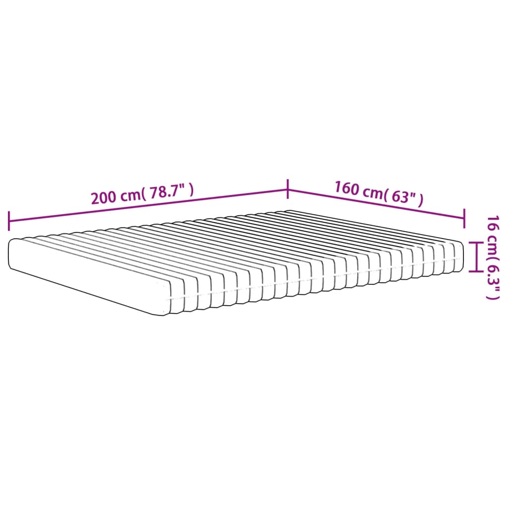 vidaXL Foam Mattress Medium Soft 160x200 cm