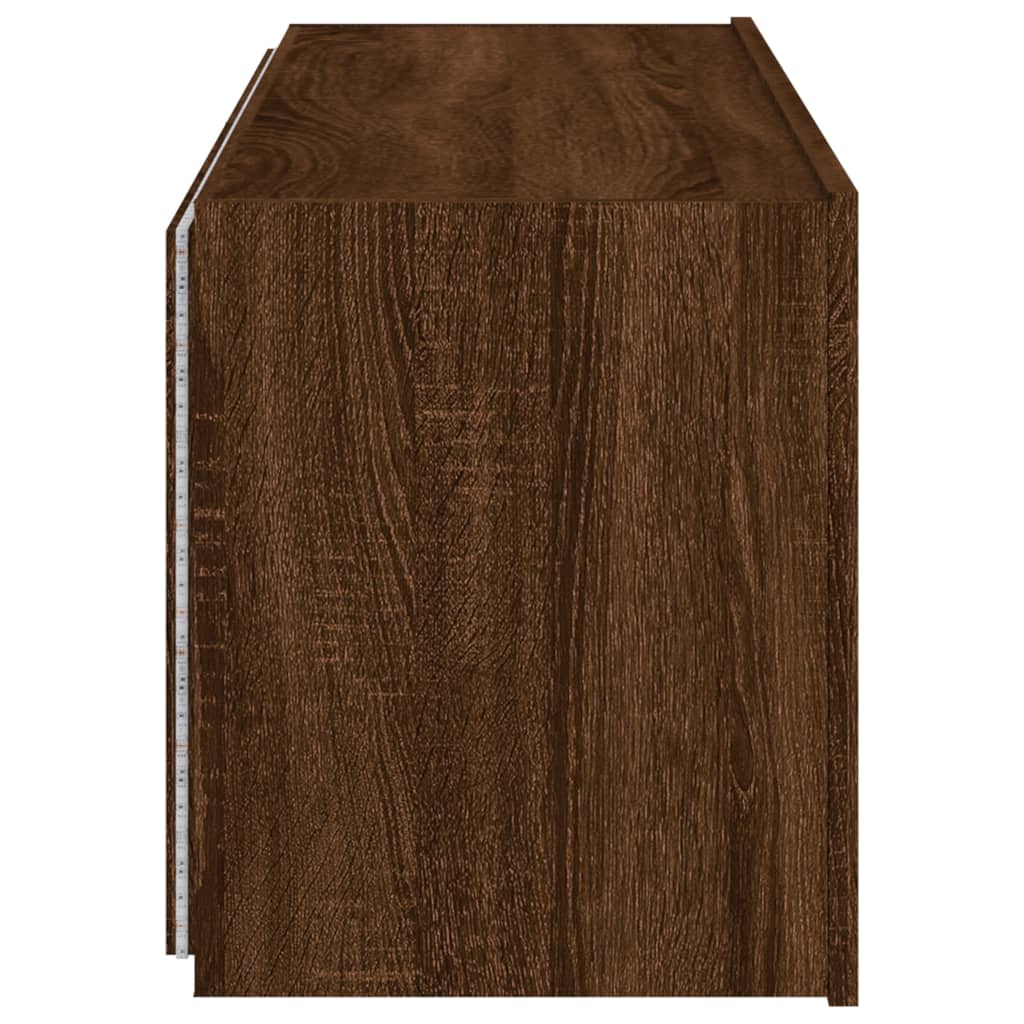 vidaXL TV Wall Cabinet with LED Lights Brown Oak 100x35x41 cm