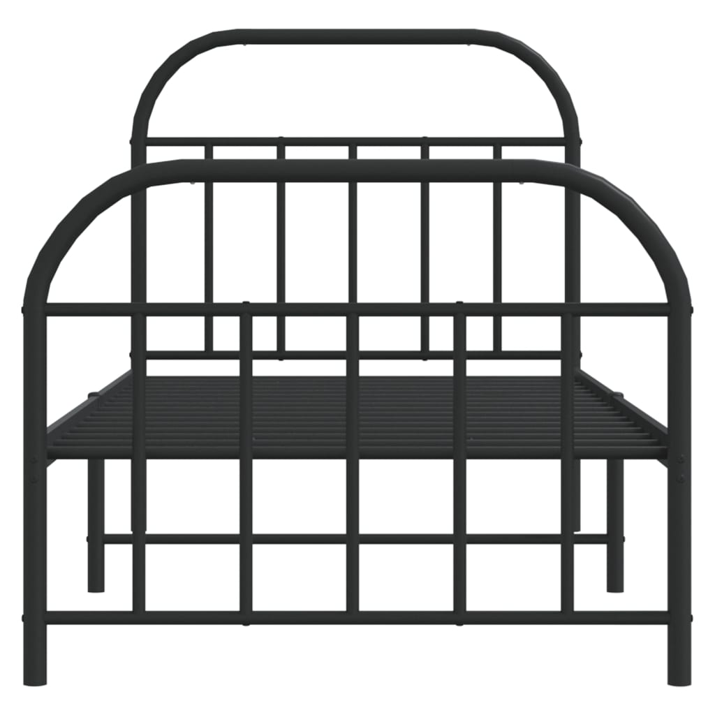 vidaXL Metal Bed Frame without Mattress with Footboard Black 90x200 cm