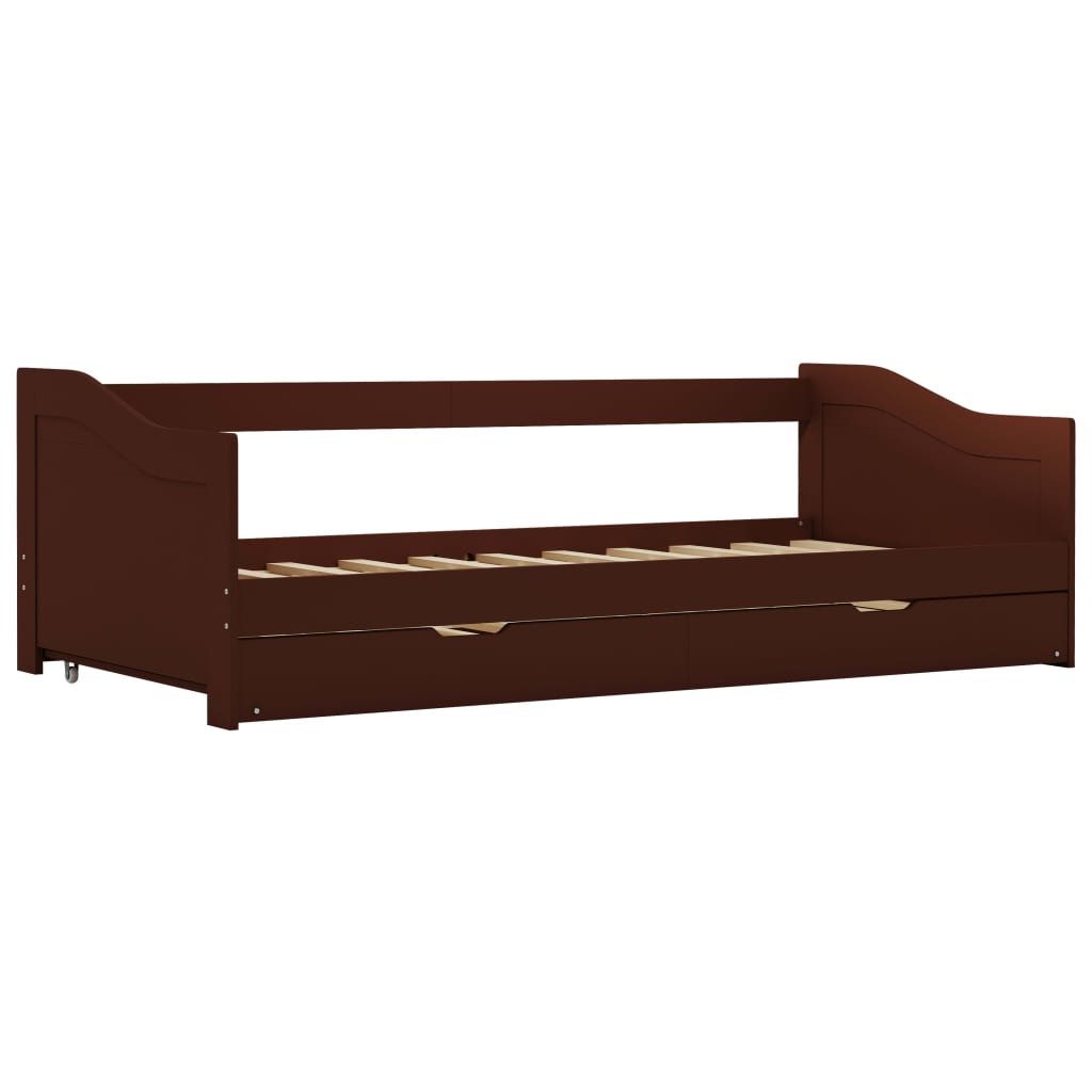 vidaXL Pull-out Sofa Bed Frame without Mattress Dark Brown 90x200 cm