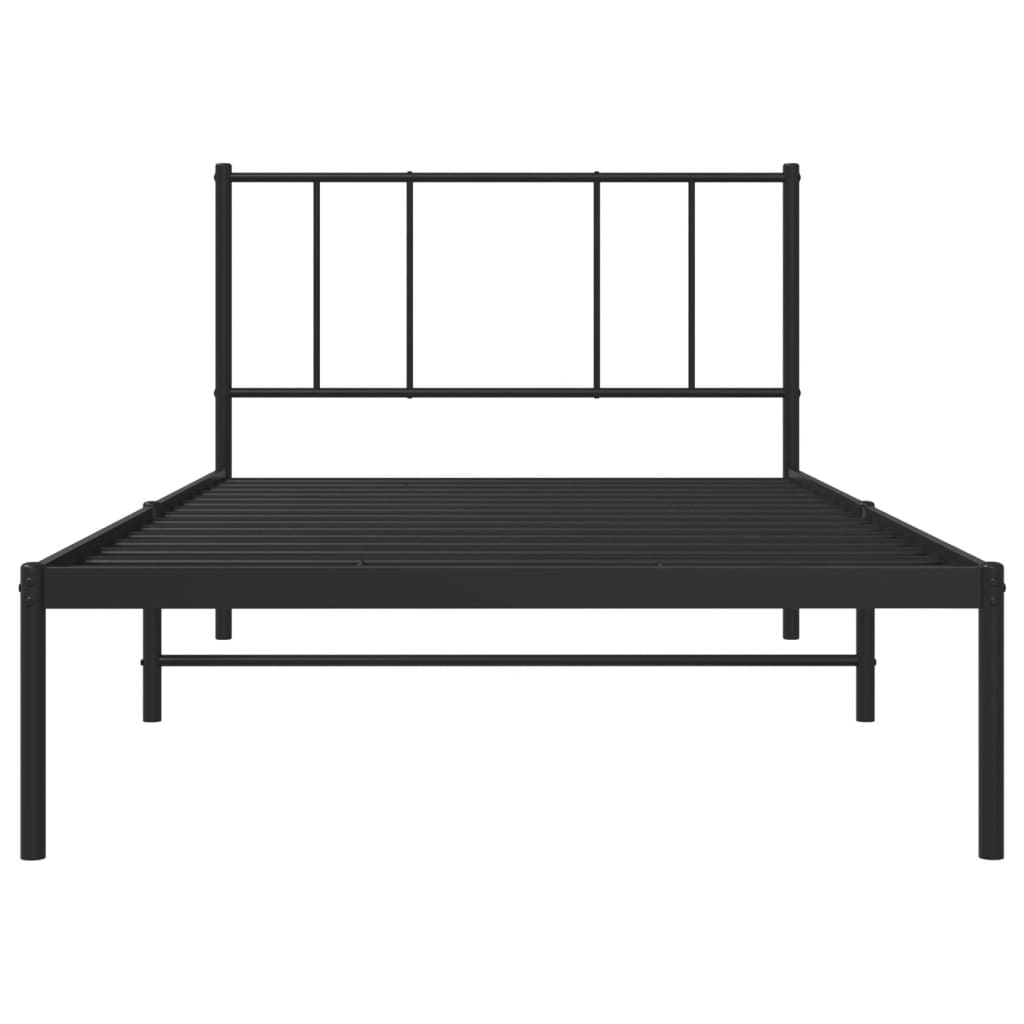 vidaXL Metal Bed Frame without Mattress with Headboard Black 100x190 cm