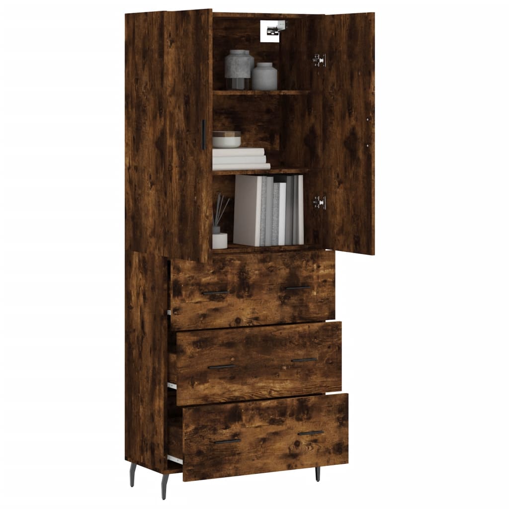 vidaXL Highboard Smoked Oak 69.5x34x180 cm Engineered Wood