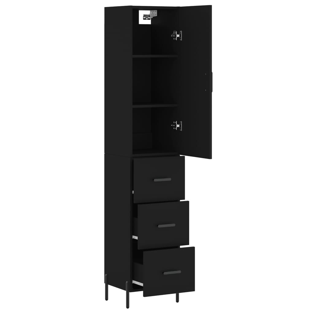 vidaXL Highboard Black 34.5x34x180 cm Engineered Wood