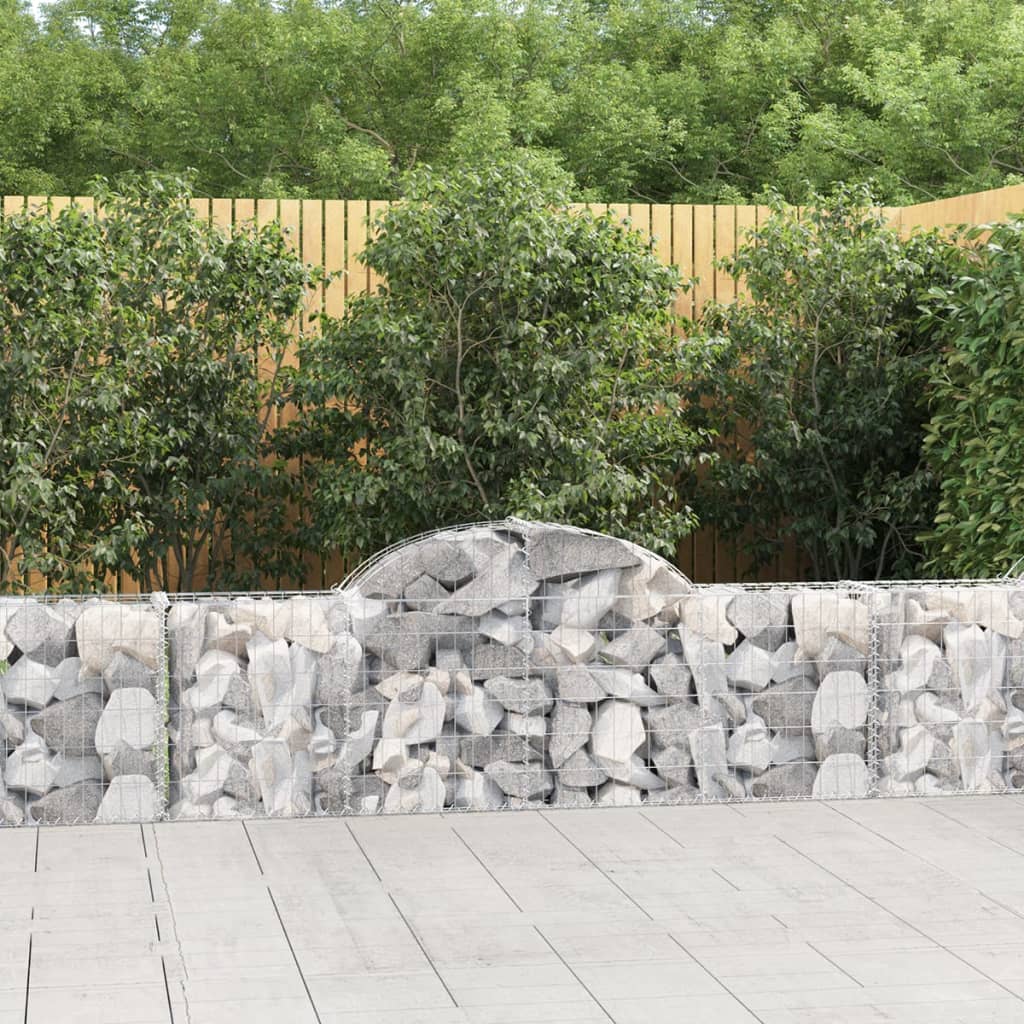 vidaXL Arched Gabion Baskets 4 pcs 200x30x60/80 cm Galvanised Iron