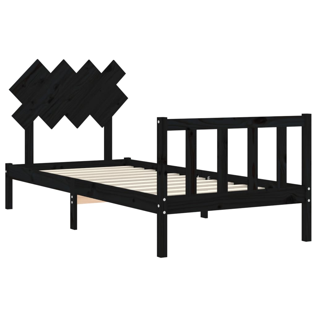 vidaXL Bed Frame without Mattress Black 90x200 cm Solid Wood Pine