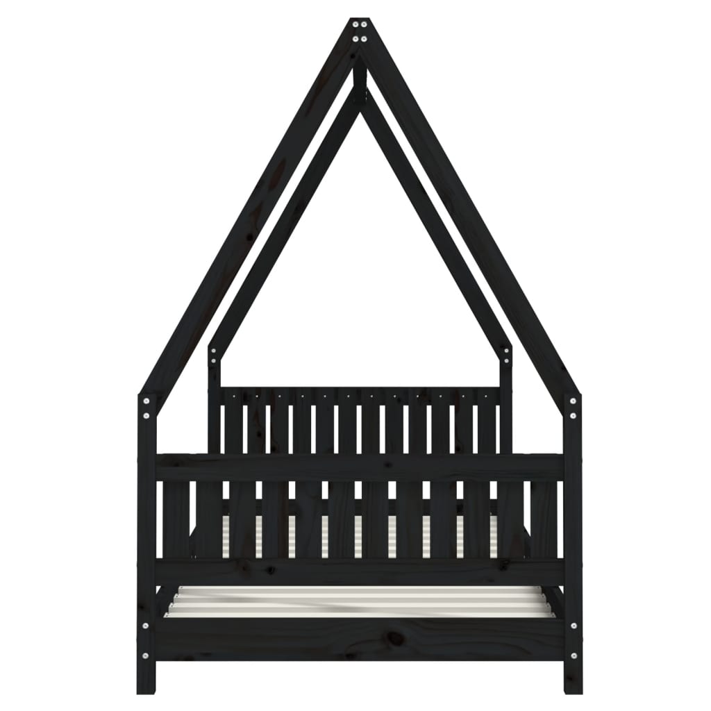 vidaXL Kids Bed Frame Black 90x200 cm Solid Wood Pine