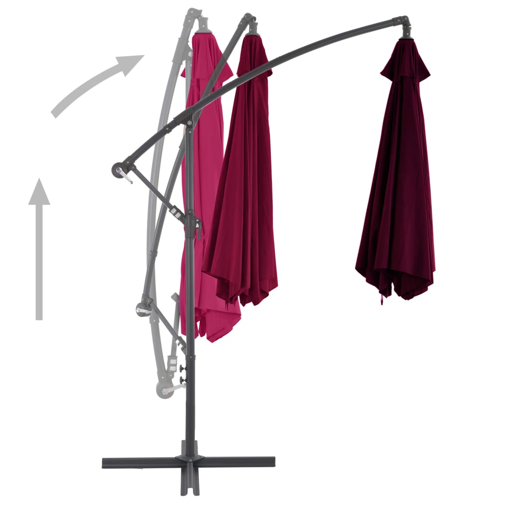 vidaXL Cantilever Garden Parasol with Aluminium Pole Bordeaux Red 300 cm