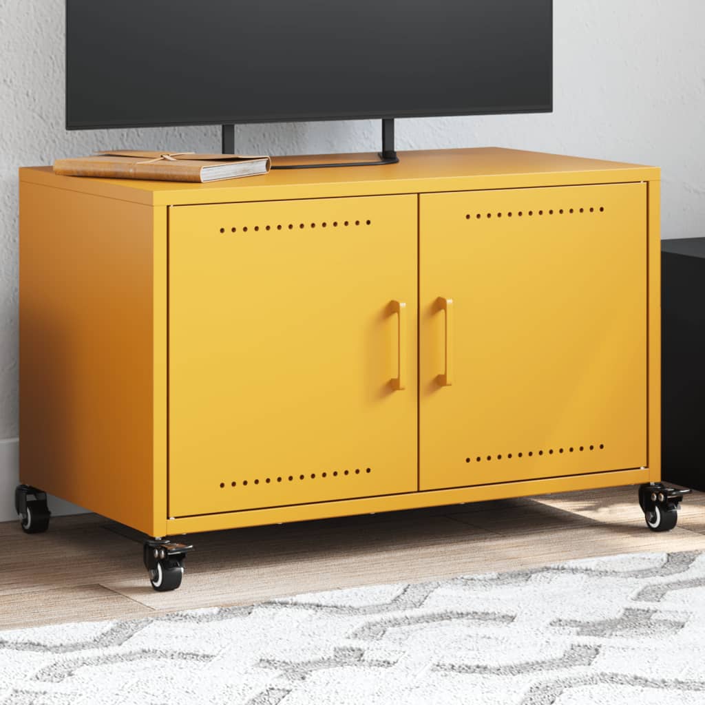 vidaXL TV Cabinet Mustard Yellow 68x39x43.5 cm Steel