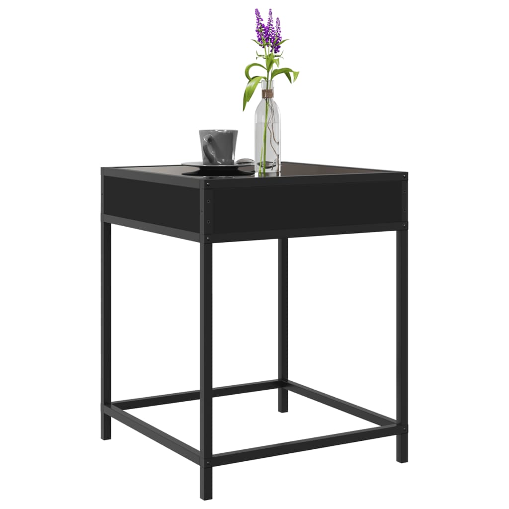 vidaXL Coffee Table with Infinity LED Black 40x40x51 cm