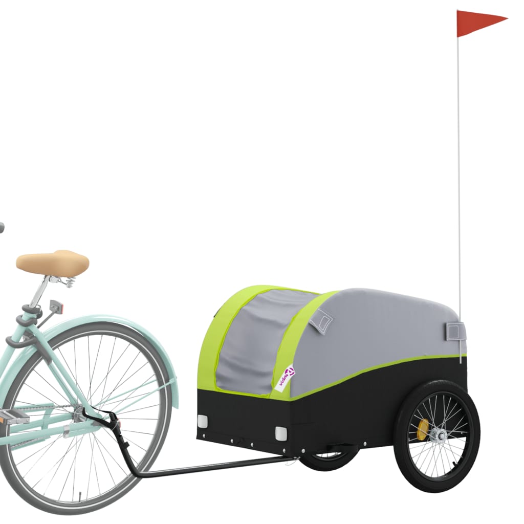 vidaXL Bike Trailer Black and Green 45 kg Iron