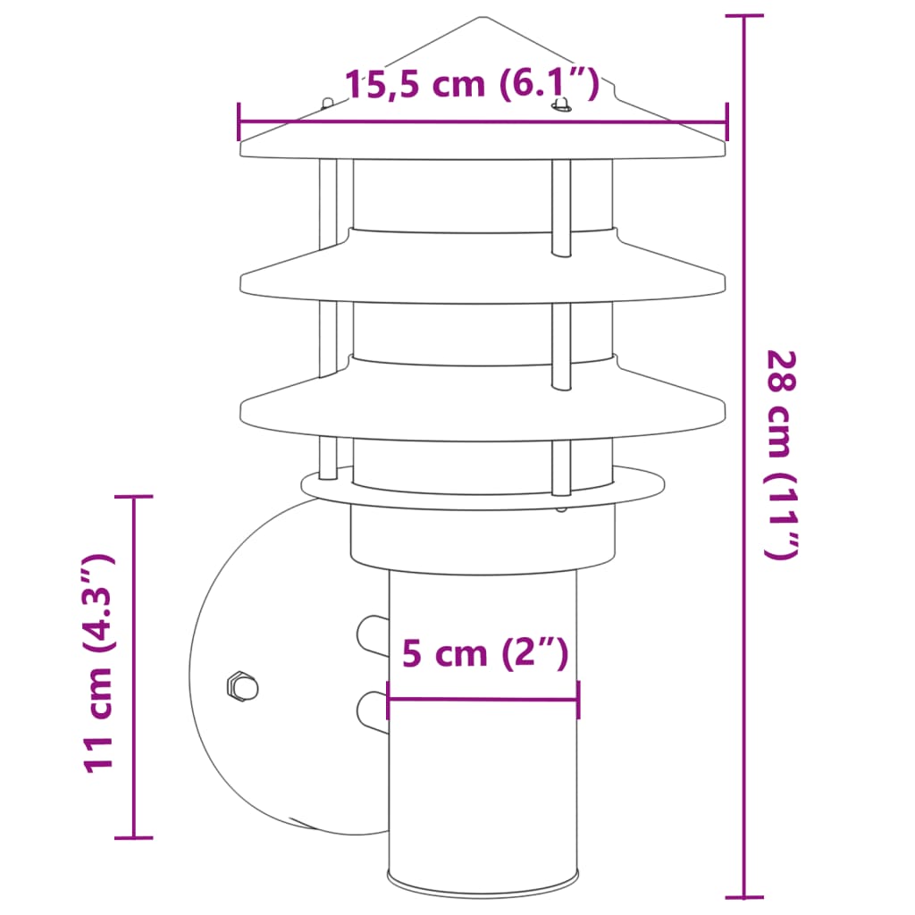 vidaXL Outdoor Wall Light Silver Stainless Steel