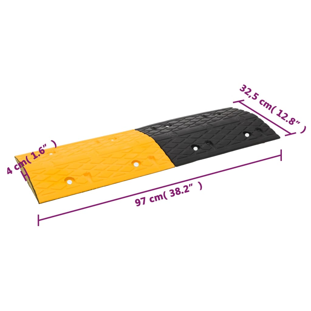 vidaXL Speed Hump Yellow&Black 97x32.5x4 cm Rubber