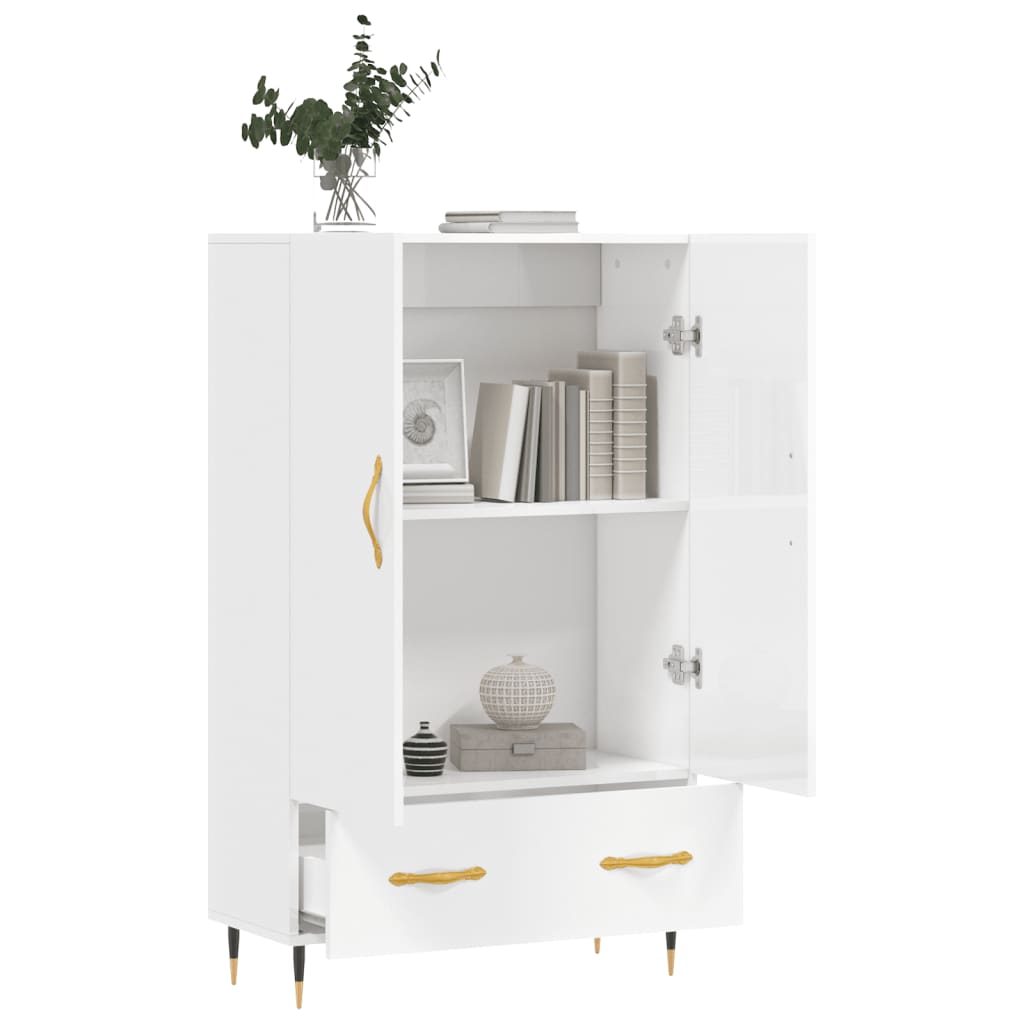 vidaXL Highboard High Gloss White 69.5x31x115 cm Engineered Wood