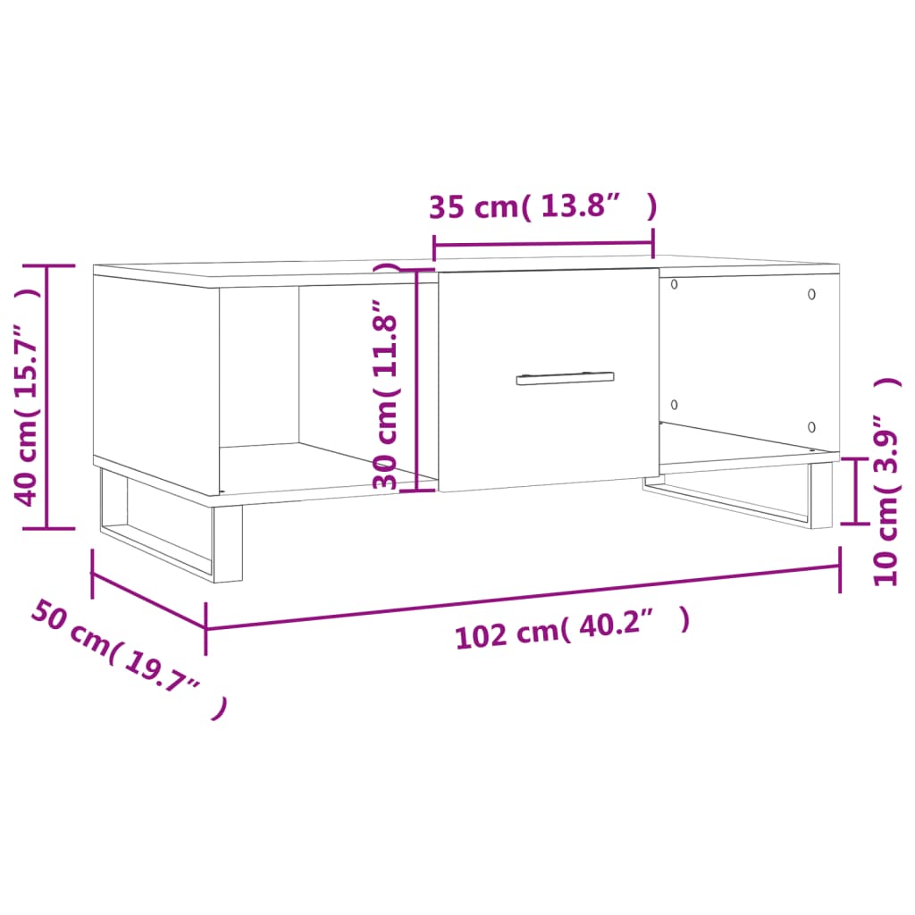 vidaXL Coffee Table Concrete Grey 102x50x40 cm Engineered Wood