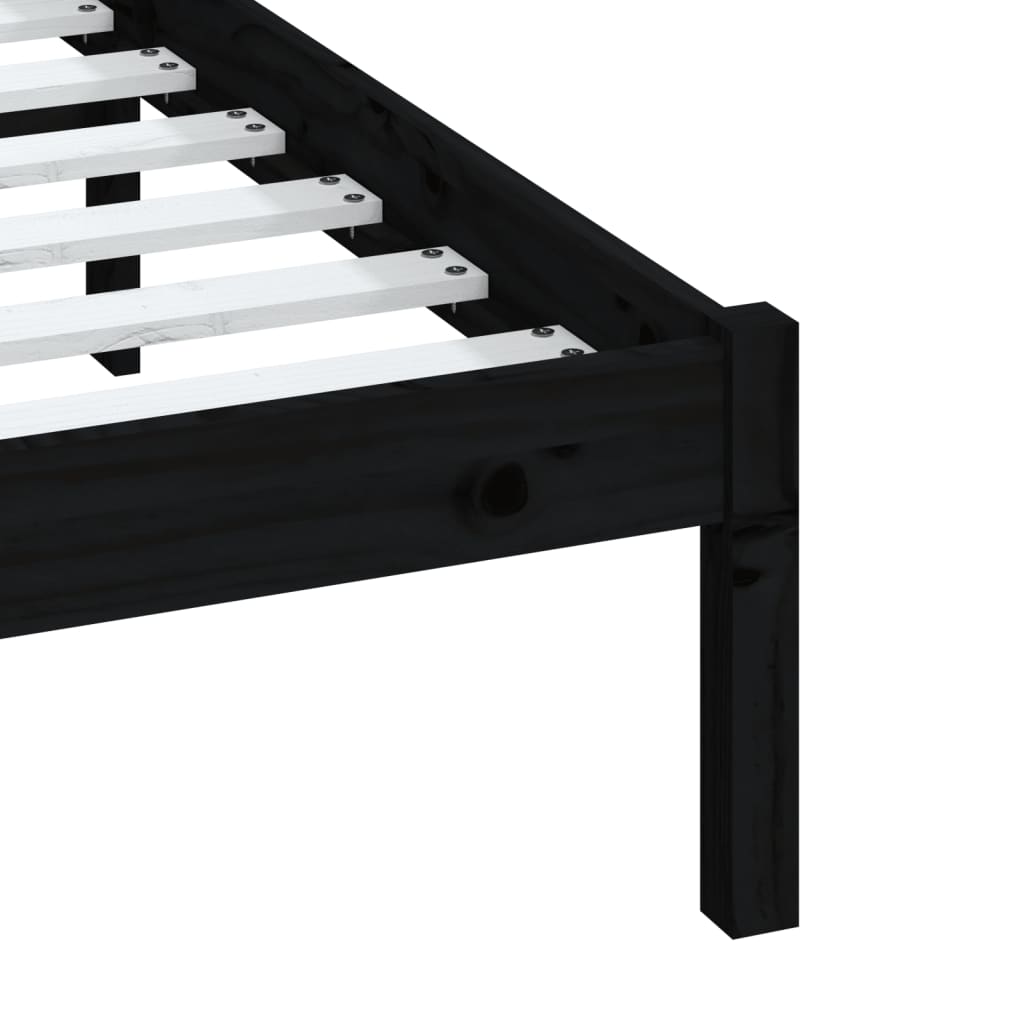 vidaXL Bed Frame without Mattress Black Solid Wood 140x190 cm (810001+814098)