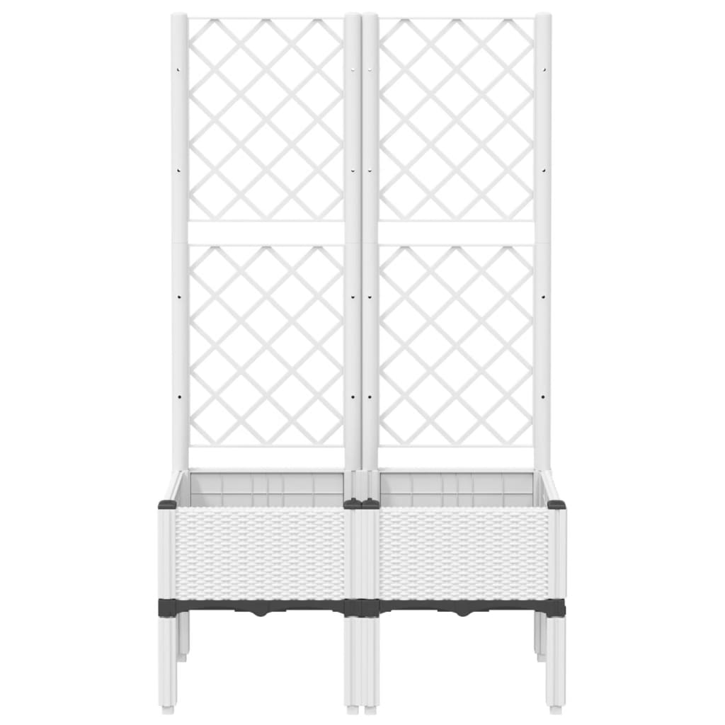 vidaXL Garden Planter with Trellis White 80x40x142 cm PP