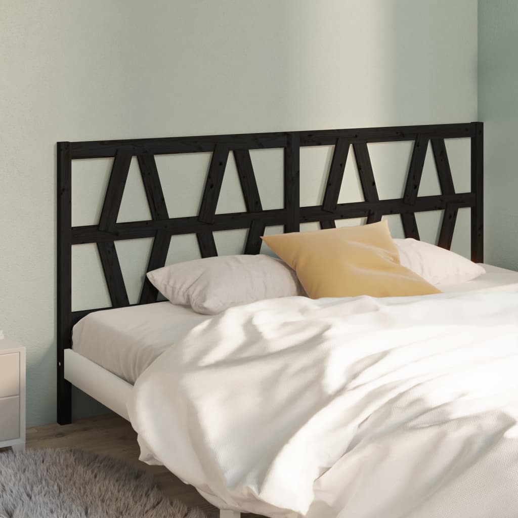 vidaXL Bed Headboard Black 206x4x100 cm Solid Wood Pine