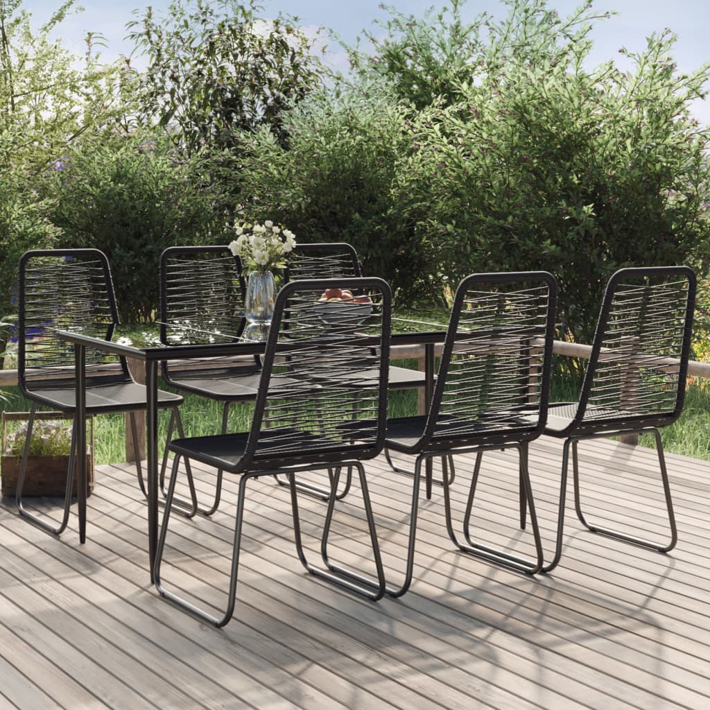 vidaXL 7 Piece Garden Dining Set Black