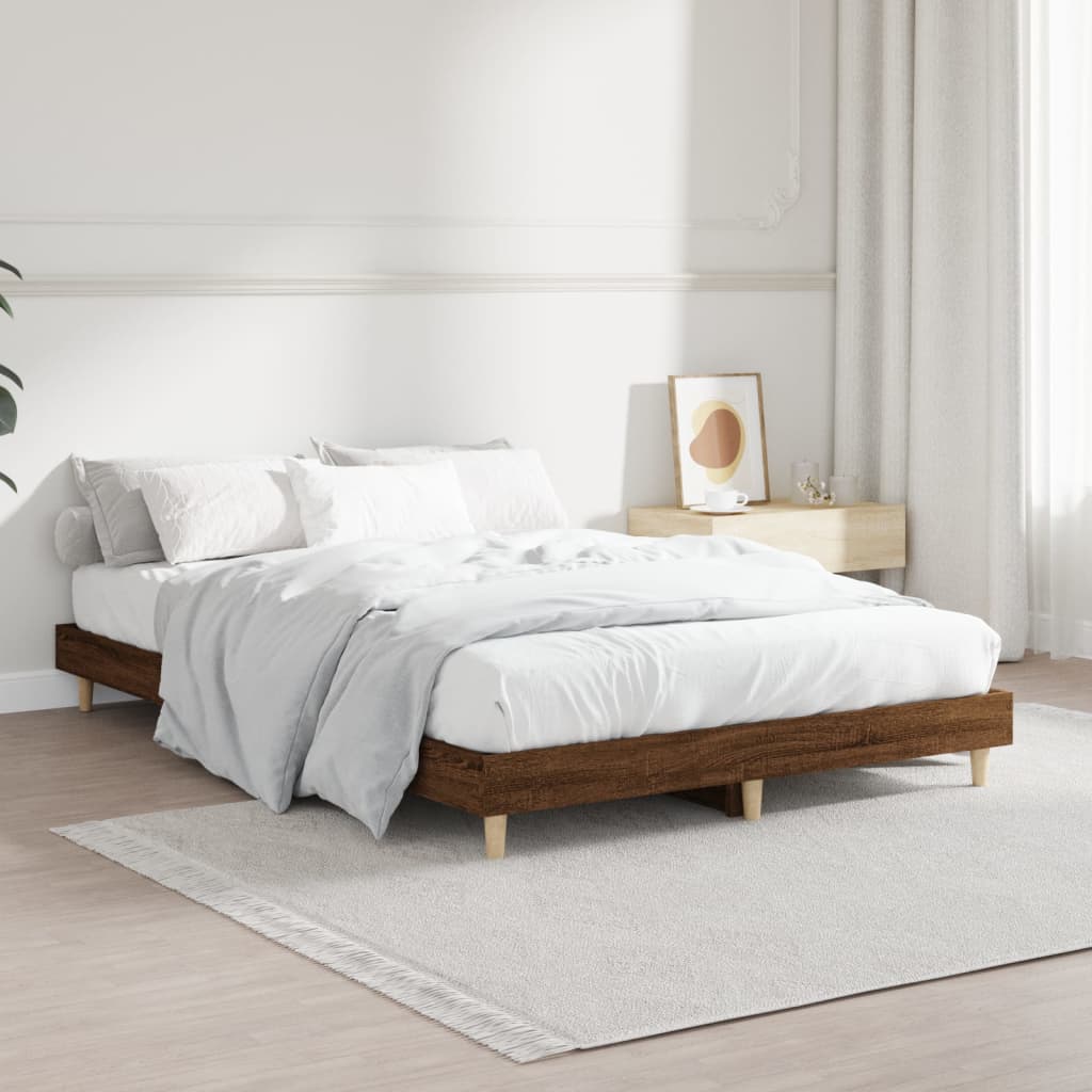 vidaXL Bed Frame without Mattress Brown Oak 120x190 cm Small Double Engineered Wood