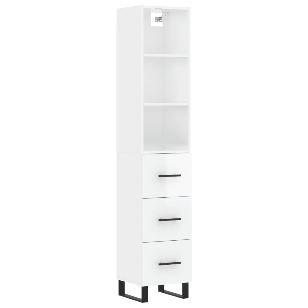 vidaXL Highboard High Gloss White 34.5x34x180 cm Engineered Wood