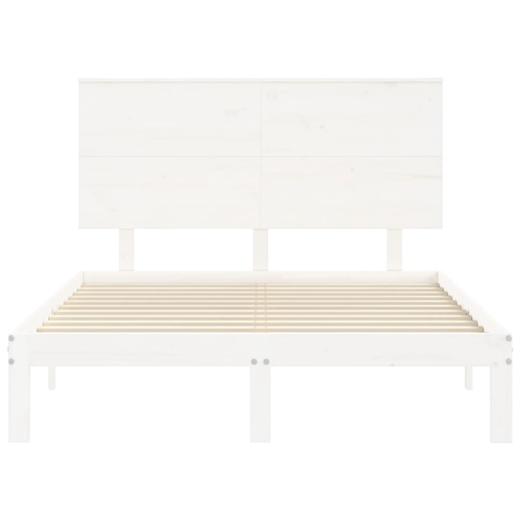 vidaXL Bed Frame without Mattress White Double Solid Wood Pine