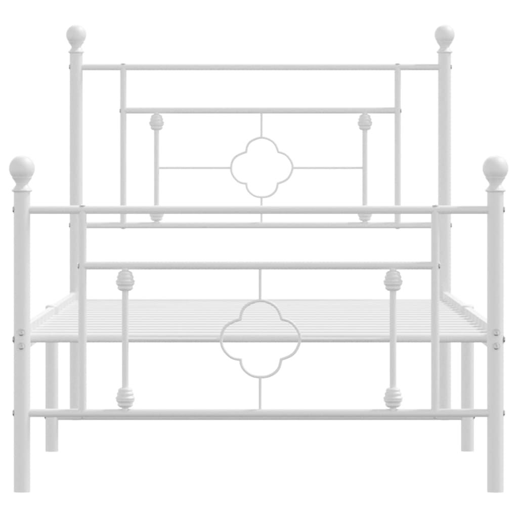 vidaXL Metal Bed Frame without Mattress with Footboard White 90x200 cm