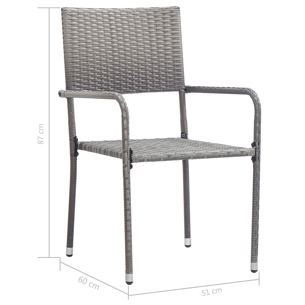 vidaXL Garden Dining Chairs 2 pcs Stackable Grey Poly Rattan