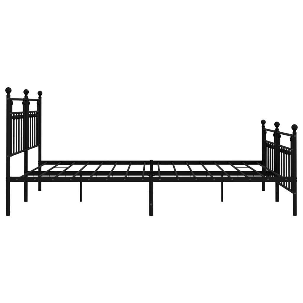 vidaXL Metal Bed Frame without Mattress with Footboard Black 200x200 cm