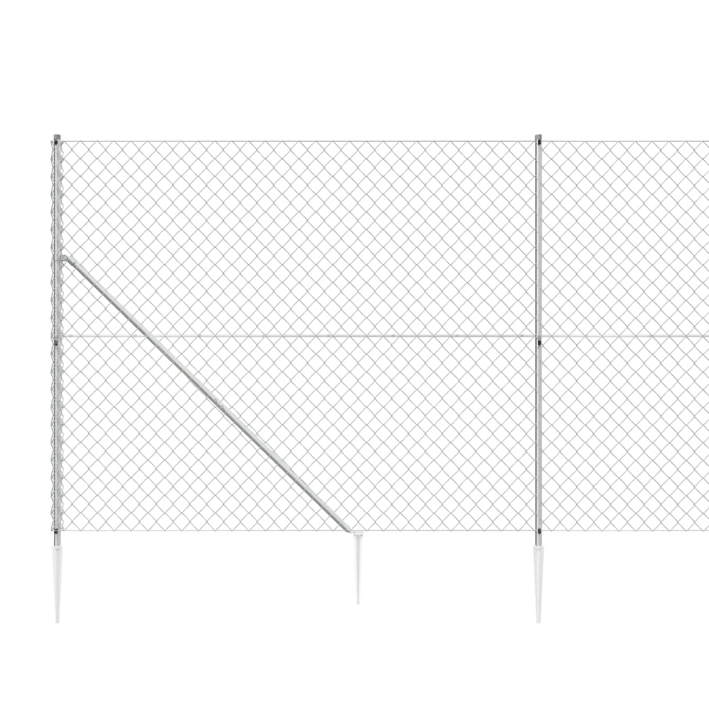 vidaXL Chain Link Fence with Spike Anchors Silver 1.8x10 m