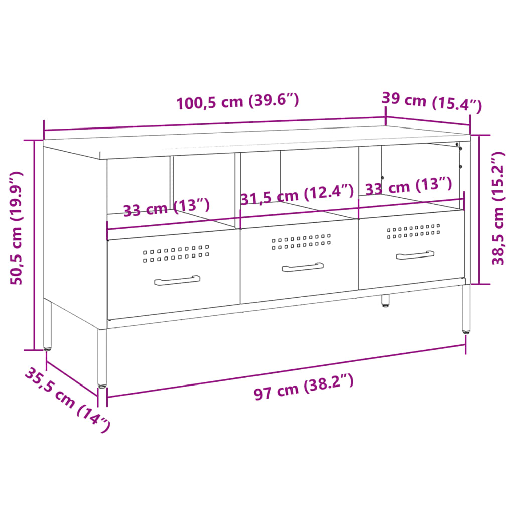 vidaXL TV Cabinet Anthracite 100.5x39x50.5 cm Steel