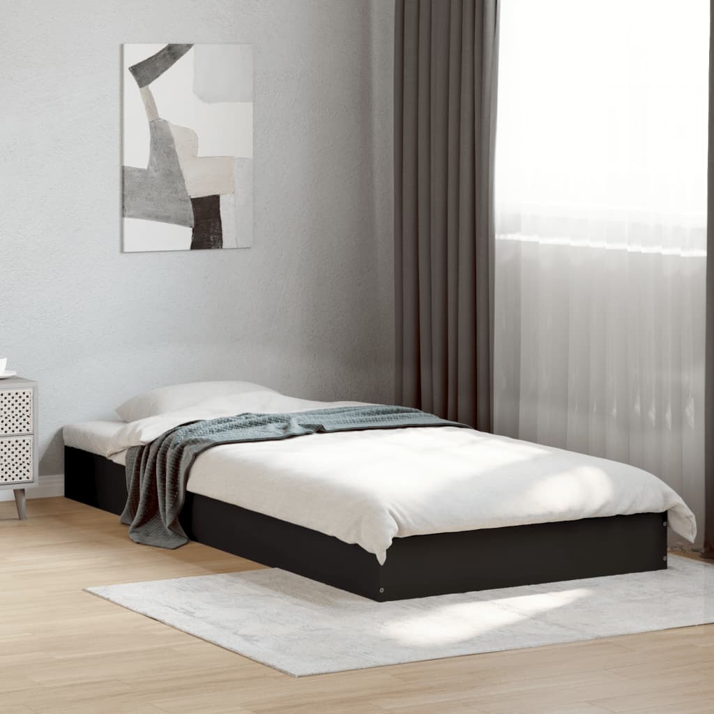 vidaXL Bed Frame without Mattress Black 90x200 cm Engineered Wood